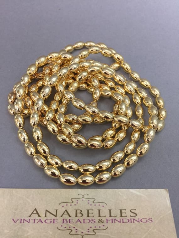 Gold Oval Simulated Pearl Beads